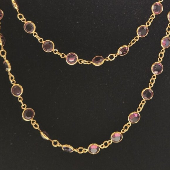 Beautiful Purple Swarovski Crystal Gold Filled Necklace 30" Long swan logo - Picture 5 of 11
